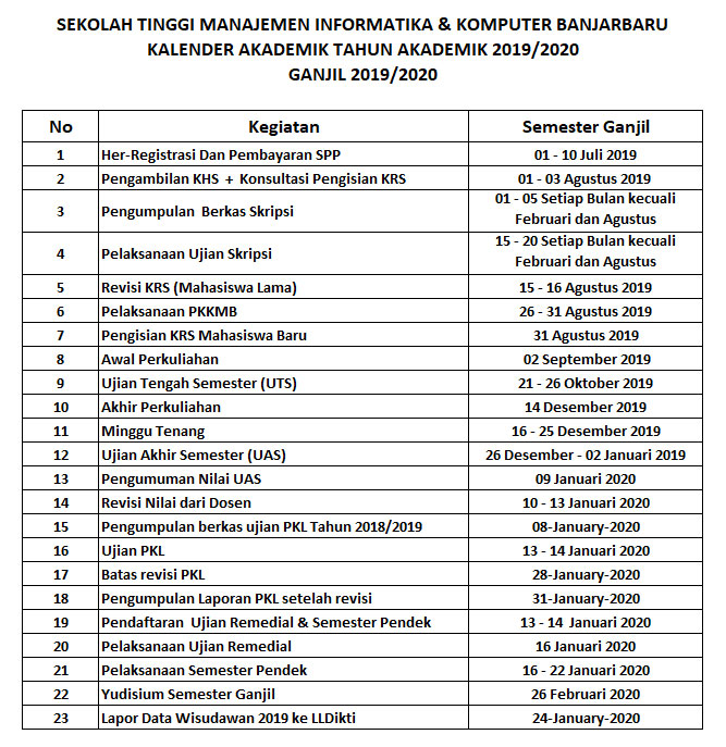 Kalender 2019 ganjil